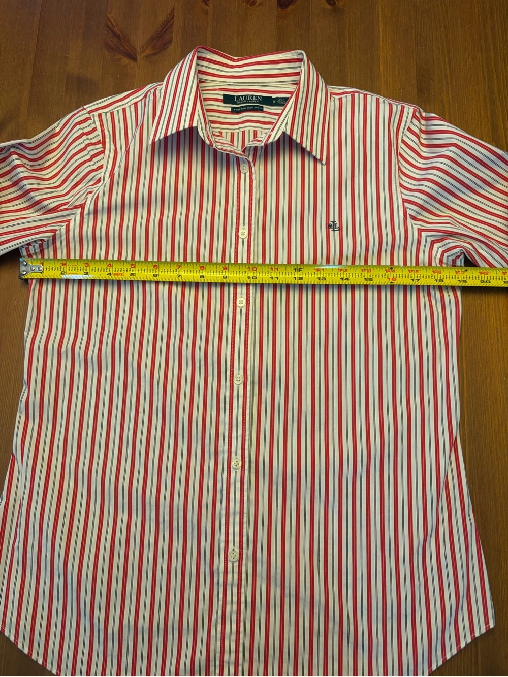 Ralph Lauren Classic Red & White Striped Button-Down Shirt - Wrinkle Free. M - Picture 5 of 8